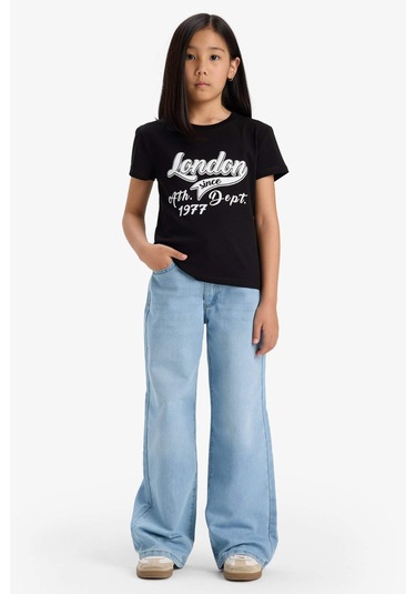 Defacto Kız Çocuk Bisiklet Yaka Baskılı Kısa Kollu Tişört E5898a825smbk81 Siyah Defacto Kız Çocuk Bisiklet Yaka Baskılı Kısa Kollu Tişört E5898a825smbk81 Siyah