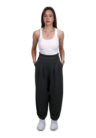 Kadın Modal Kumaş Havuç Kesim Antrasit Pantolon Antrasit