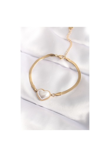 Ezoconcept 316l Çelik Gold Renk Bombeli Kalp Kadın Bileklik 001
