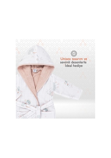 Gezenbebe Hero Desenli Müslin Ve Havlu Bebek Çocuk Bornozu 12 - 24 Ay