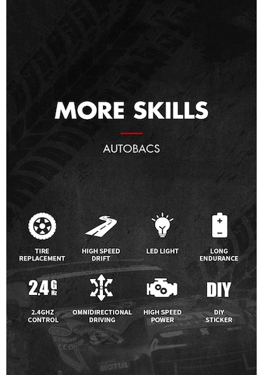 2.4ghz Işıklı 1:16 Drift Model Yedek Lastikli Uzaktan Kumandalı Drift Arabası Drag Car Yarış Arabası - Siyah Siyah