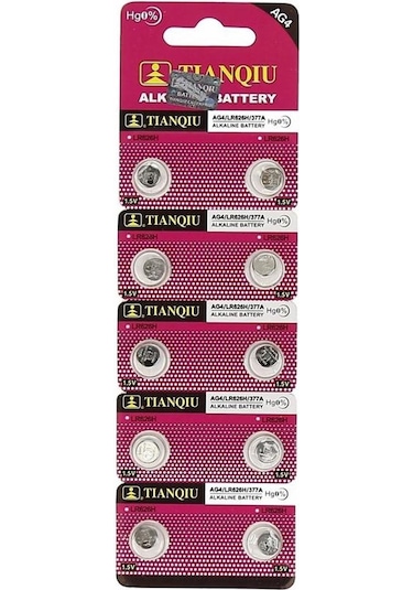 Tianqiu AG4 LR626H/377A Alkalin Düğme Pil 50'li