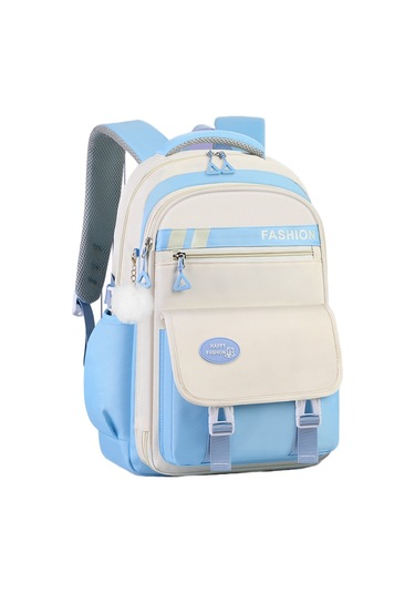 Yeni Ortaokul Lise Kız Minimalist Okul Çantası Büyük Kapasiteli Buzdolabı Kapısı Çocuk Omuzları Mavi Mavi - Beyaz