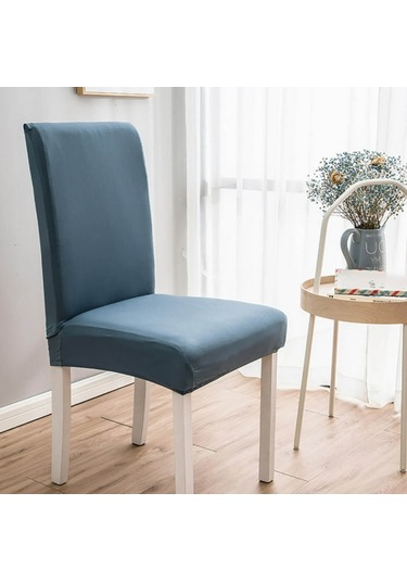Xiyyadms Esnek Solide Mutfak Sandalye Kılıfı - Nemi Emici Toz Koruyucu Yıkama Kolay Spandex Dekoratif Koltuk Örtüsü Mavi