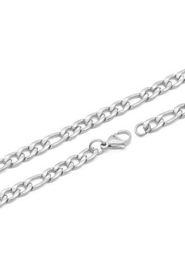 Unisex Figaro Çelik Zincir 9128 Gümüş