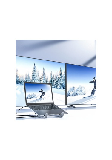 8 İ 1 Arada Type-c Hub Lı Katlanabilir Laptop Standı 4k Hdmı 5gbps 60cm Kılıf