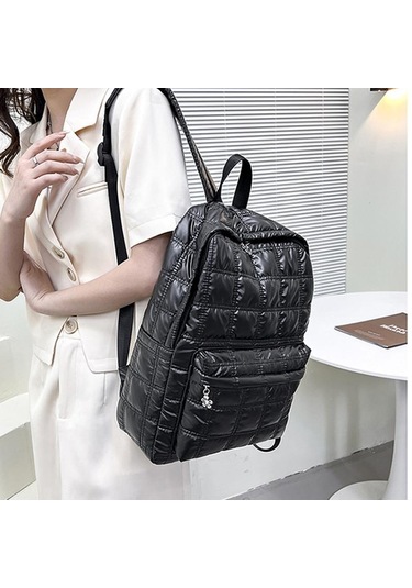 Siyah Yogodlns Kış Uzay Pamuk Sırt Çantası Kadın Büyük Kapasiteli İçin Su Geçirmez Naylon Sırt Çantası Siyah