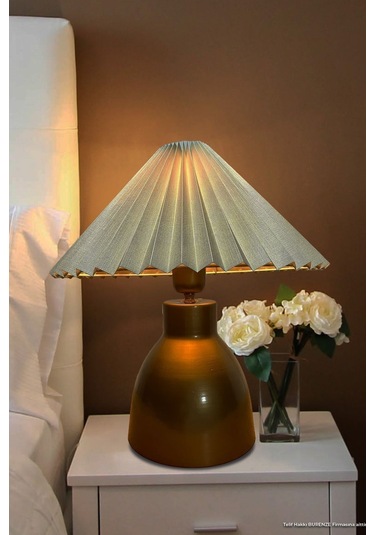 Modern Abajur Umbrella Abajur Masa Lambası Elektrik Ile Çalışır Gold