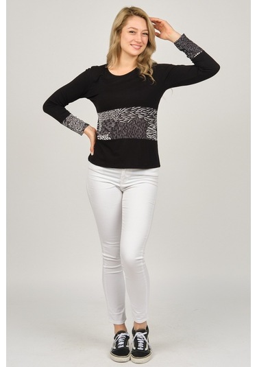 Sistas Kadın Uzun Kollu Penye Bluz 6699448 Siyah-Siyah