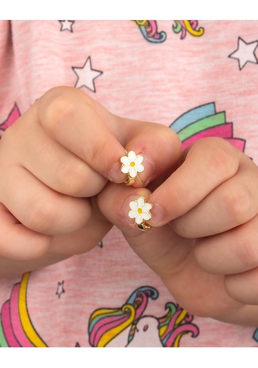 Bymoreelsesilver 925 Ayar Gümüş Papatya Çocuk Küpesi