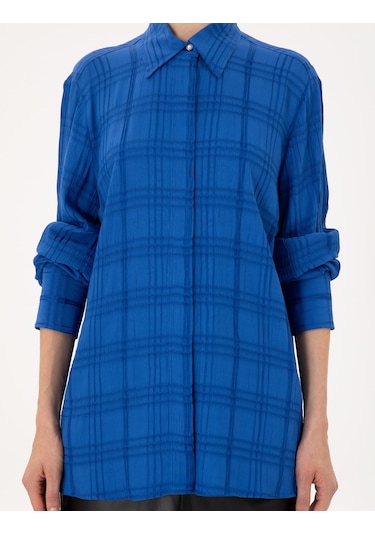 Pierre Cardin Kadın Saks Gömlek Desenli 50292247-vr045 Saks