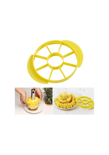 Cbtx Paslanmaz Çelik Ananas Soyucu Dilimleme Meyve Kesici Mutfak Aletleri Sarı Saplı