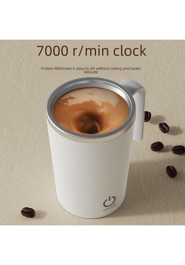 Fortunelane Stainless Steel Otomatik Manyetik Karıştırıcı Bardak, 380ml, Beyaz, Taşınabilir Kahve Bardak Beyaz