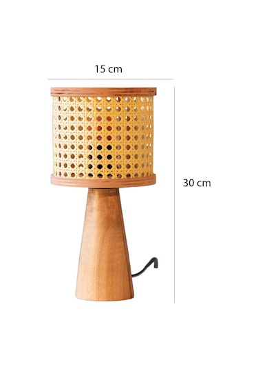 Istanbul Serisi Mini Beyoğlu Hazeranlı Ahşap Abajur Ahşap