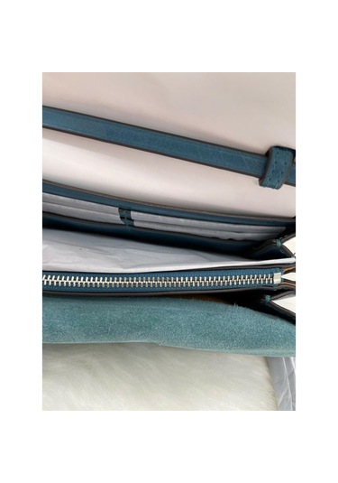 Tory Burch Brisk Blue Miller Glazed Leather Wallet Crossbody Bag