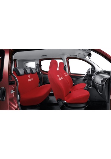 Tofaş Araca Uyumlu Kırmızı Oto Koltuk Kılıfı -araç Penye Koltuk Kılıfı Servis Kılıfı 4 Parça