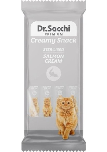 Dr. Sacchi Creamy Sıvı Kısırlaştırılmış Somonlu Kedi Ödülü 4'lü