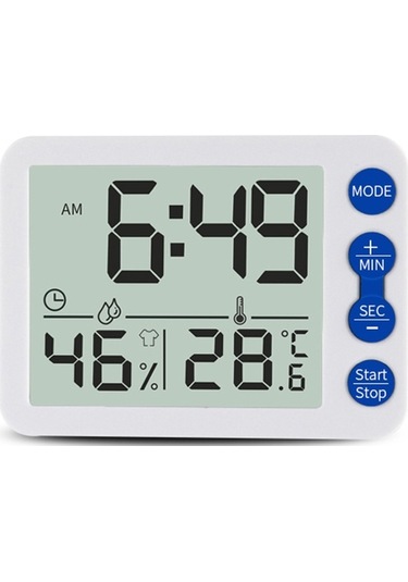 Ts-9606-wl Geniş Ekran Alarm Zamanlayıcı Sıcaklık Nem Ölçer Beyaz Mavi Beyaz Mavi