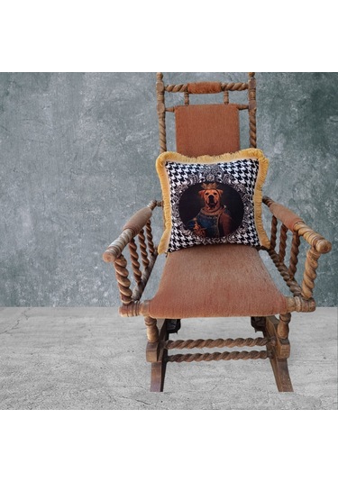 Köpek Çift Taraflı Dekoratif Püsküllü - Saçaklı Kırlent Kılıfı 1 Karışık/Çok Renkli