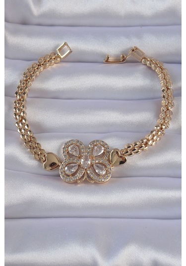 Ezoconcept Pirinç Gold Renk Zirkon Taşlı Kelebek Figürlü Parçalı Model Bileklik Çok Renkli