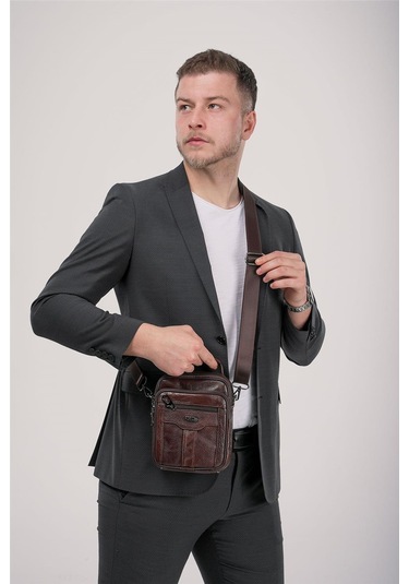 Ççs 31620 Hakiki Deri Askılı Çanta Kahve