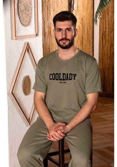 Nisanca Yazlık Kısa Kol %100 Pamuk Erkek Pijama Takımı Yesil