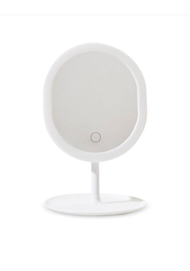 Eklips 3 Renk Led'li Taşınabilir Şarjlı Işıklı Oval Makyaj Aynası Beyaz