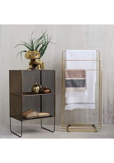Gold Metal Üçlü Banyo Havlu Askılığı Gold