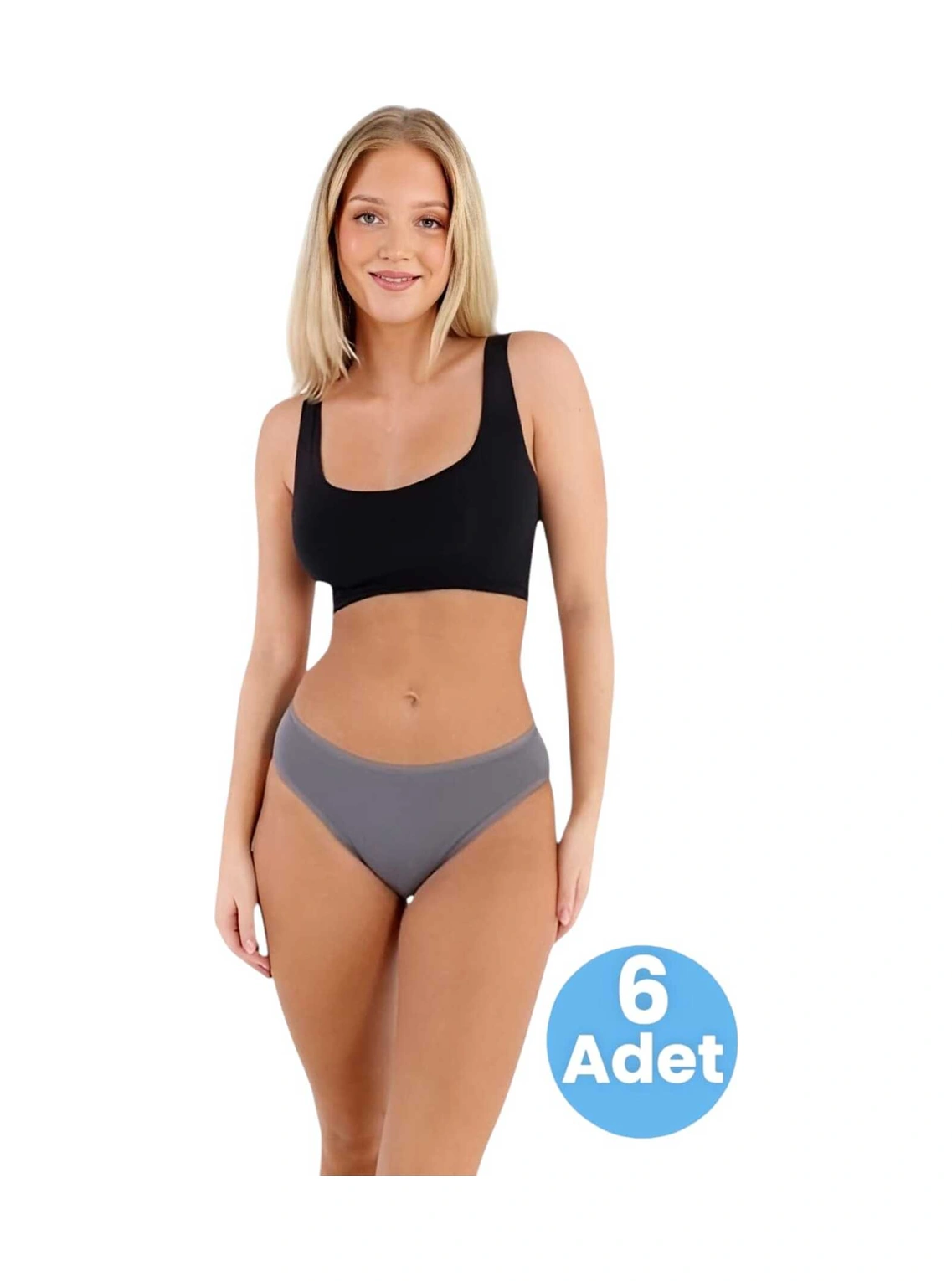Tezzgelsin Kadın Pamuklu Penye Süprem Kumaş Bikini Külot Kadın Bikini Külot 6 Adet Gri