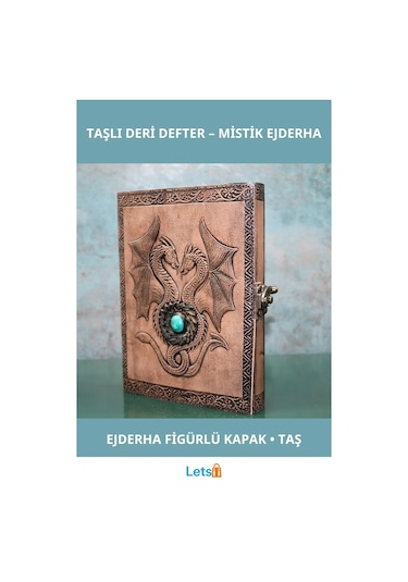 Ejderha İşlemeli Taşlı Deri Defter 20x15 Cm Çok Renkli