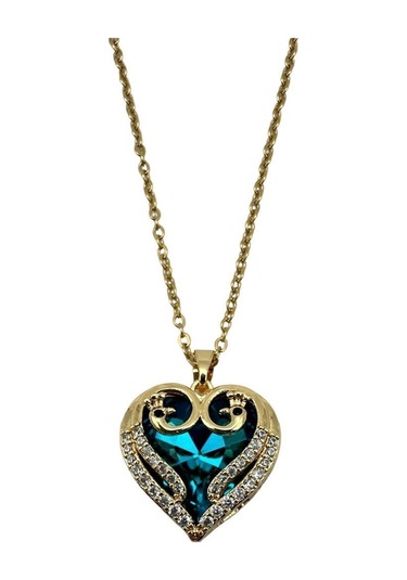 Arnes Jewelry Çelik Zirkon Taşlı Kalpli Kolye Ar485nes Gold