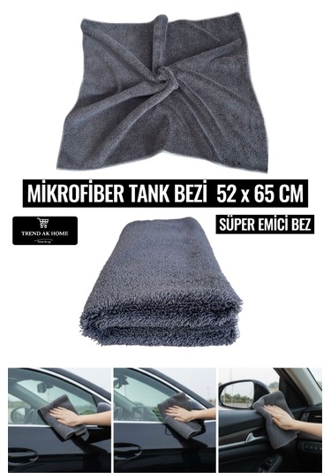 Mikrofiber Tank Bezi Süper Emici Bez 52x65 Cm Antrasit