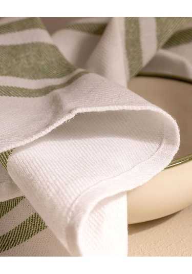 Fleur Nakışlı 2' Li Pamuklu Kurulama Bezi - Beyaz/yeşil 8684427202128 Çok Renkli