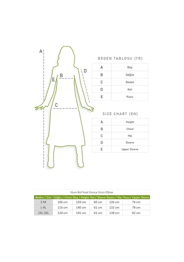 Uzun Kol Vual Gonca Uzun Elbise Tomurcuk Desen Turuncu 6168