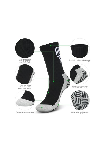 Neevoyu 3 Çift Nefes Alabilir Futbol Çorapları - Kaymayan Tabanlı Erkek Spor Çorapları Beyaz