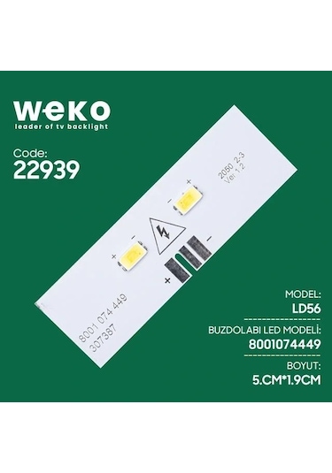 Buzdolabı İç Aydınlatma Ledi Ld56 8001 074 449 307387 2 Çipli Beyaz