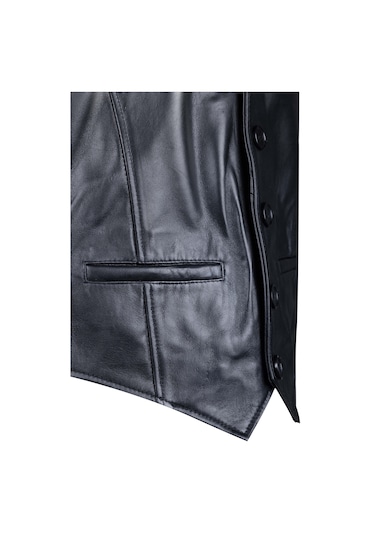 Tamer Tanca Erkek Hakiki Deri Siyah Yelek Deri Mont 1042 Y01 Erk Derı Yelek Sk24/25 Sıyah Zıg Siyah
