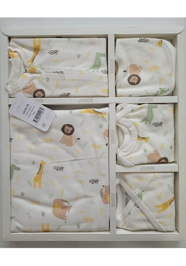 Incibaby 10'lu Erkek Bebek Hastane Çıkışı Zürafa Desenli Beyaz