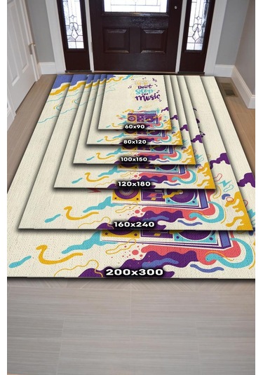 Homshtag Çok Renkli Müzik Halısı Renkli Dekoratif Parti Halısı Çok Renkli