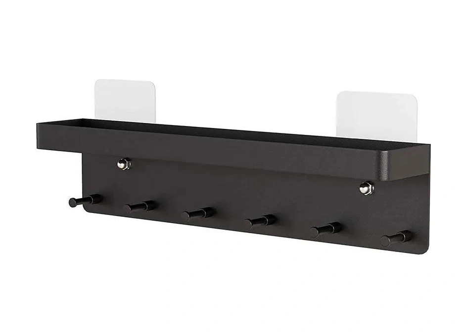 Dofolink Mat Siyah Duvar Tipi Organizatör, 6 Çelik Kanca İle Anahtar, Gözlük, Cüzdan Ve Küçük Eşyalarınızı Düzenleyin - Evinizde Pratik Ve Şık Saklama Çözümü Siyah