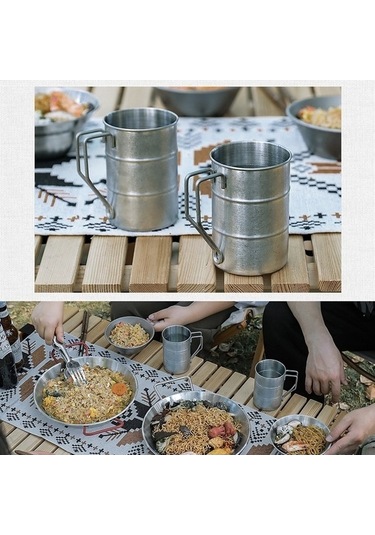 Bloomnest 304 Stainless Steel Camping Cup Set, Portable Hiking Travel Cup, Silver Paslanmaz Çelik Kamp Kupası Seti, Taşınabilir Dağcılık Yürüyüş Seyahat Kupa Gümüş Gümüş Gümüş