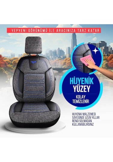 Panda Atlanta Serisi Keten Kumaş Oto Koltuk Kılıfı - Tam Set