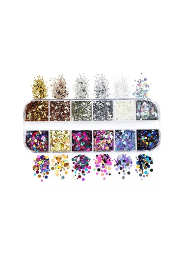 Holografik Yuvarlak Tırnak Süsleme Folyo Pulları Mix Nail Art