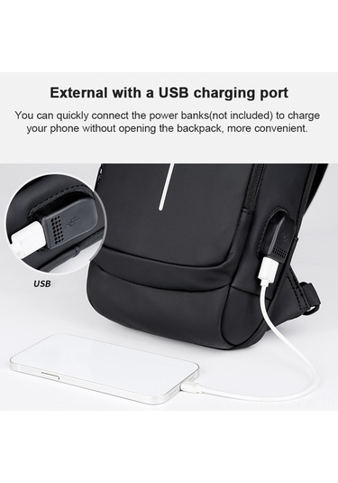 Sırt Çantası, Hırsızlığa Karşı Koruma, Omuz Göğüs Çantası, Günlük Yürüyüş Sırt Çantası, Su Geçirmez, Erkekler Ve Kadınlar İçin Usb Şarj Portlu Gri - Kahverengi