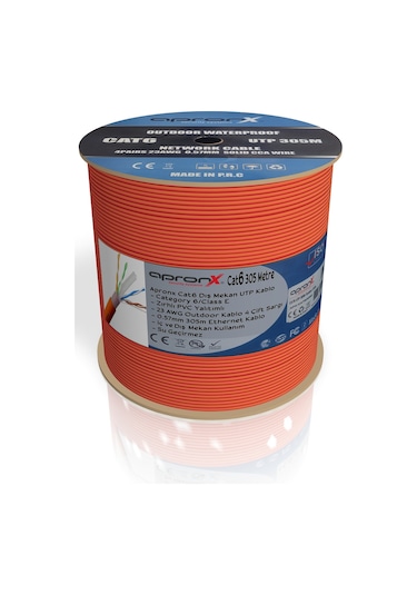Apronx Cat6 23AWG 305 Metre Outdoor 0.57 MM Turuncu Network Kablo