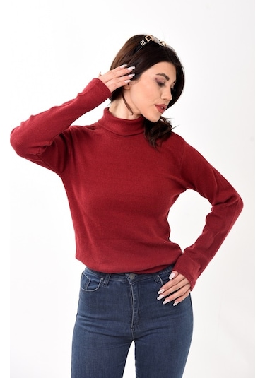 Kadın Balıkçı Yaka Boğazlı Slim Fit Kazak