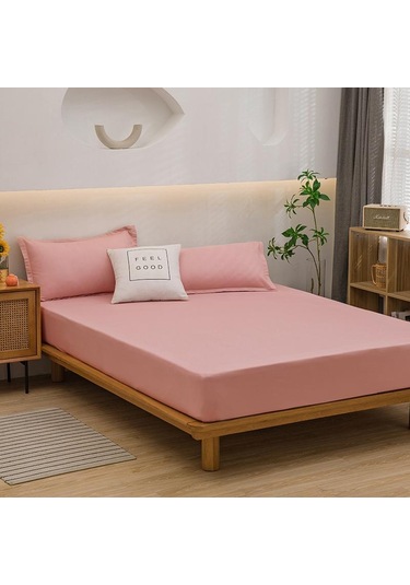 Pembe Yatak Örtüsü Gömme Çarşaf Düz Renk Kaymaz Ayarlanabilir Yatak Örtüsü Yastık Kılıfı Olmadan 120x200cm