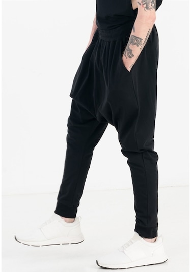 Jahr Marc Siyah Slim Fit Yanları Cepli Erkek Şalvar Eşofman Altı Siyah