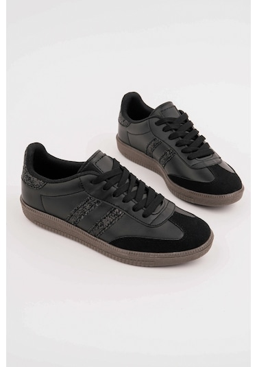 Muggo Sparkly Kadın Sim Detaylı Günlük Sneaker Spor Ayakkabı Siyah