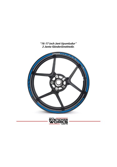 Motosiklet Jant Şeridi Jant Sticker Dekor Model Parçalı Desen Sticker Set Mavi